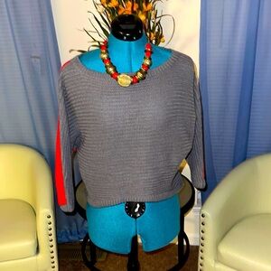 Poof Excellence | Gray & Red Colorblock Cropped Sweater​